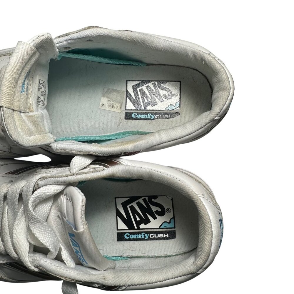 Vans Womens 6.5 Mens 5 White Leather Sneakers With Multicolor Accents Lace-Up - Picture 12 of 14